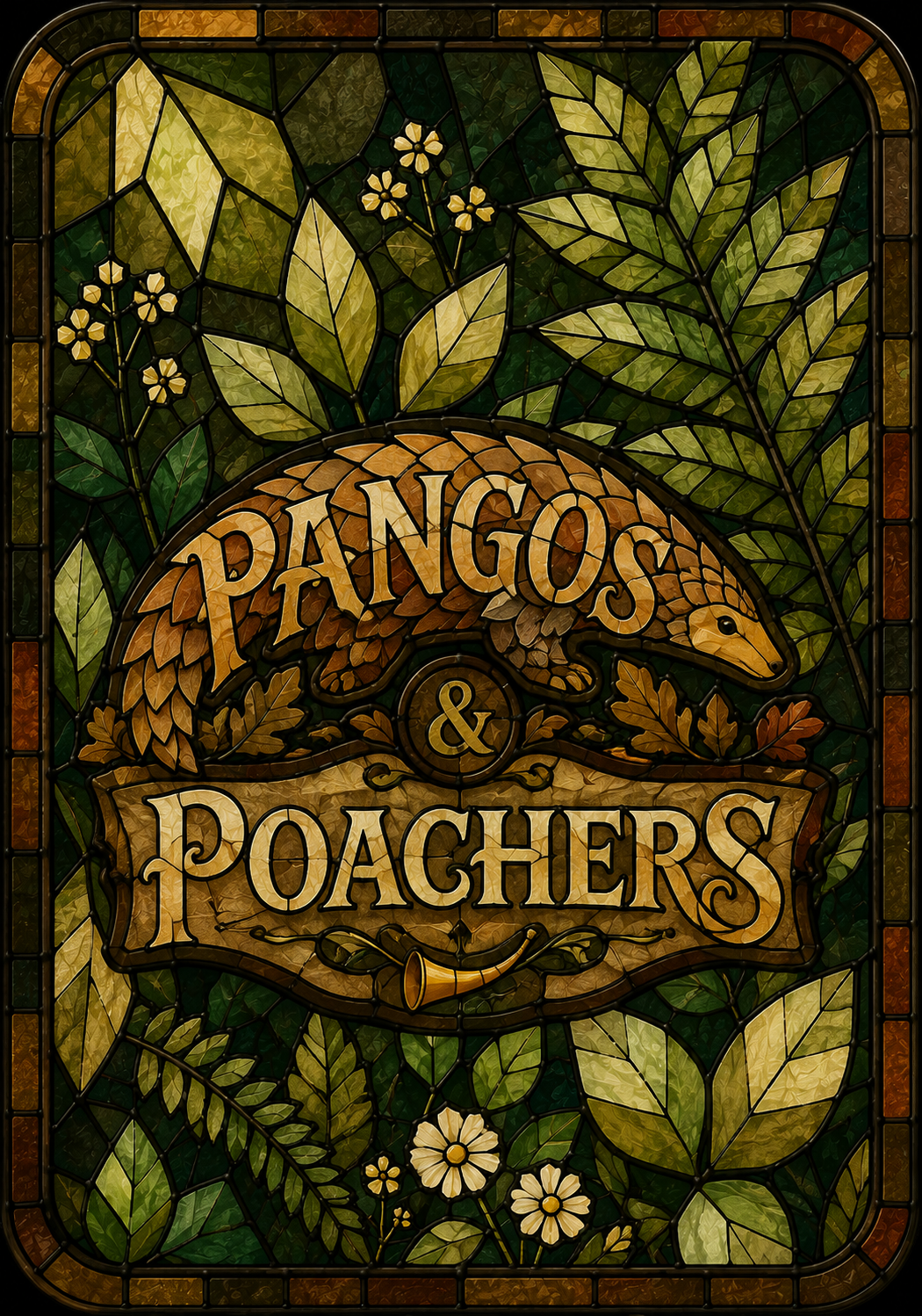 Pangos & Poachers illustrated stained-glass logo